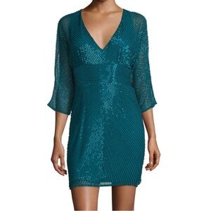 Aidan Mattox Emerald long sleeved beaded Cocktail dress